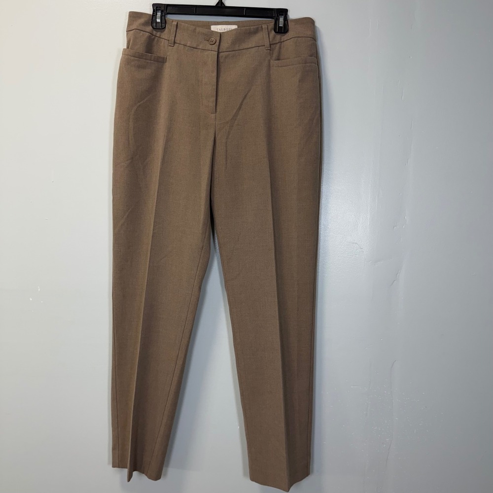 Talbots Curvy Fit Straight Leg Dress Pants Brown Khaki Size 12 JO3069 Office‎